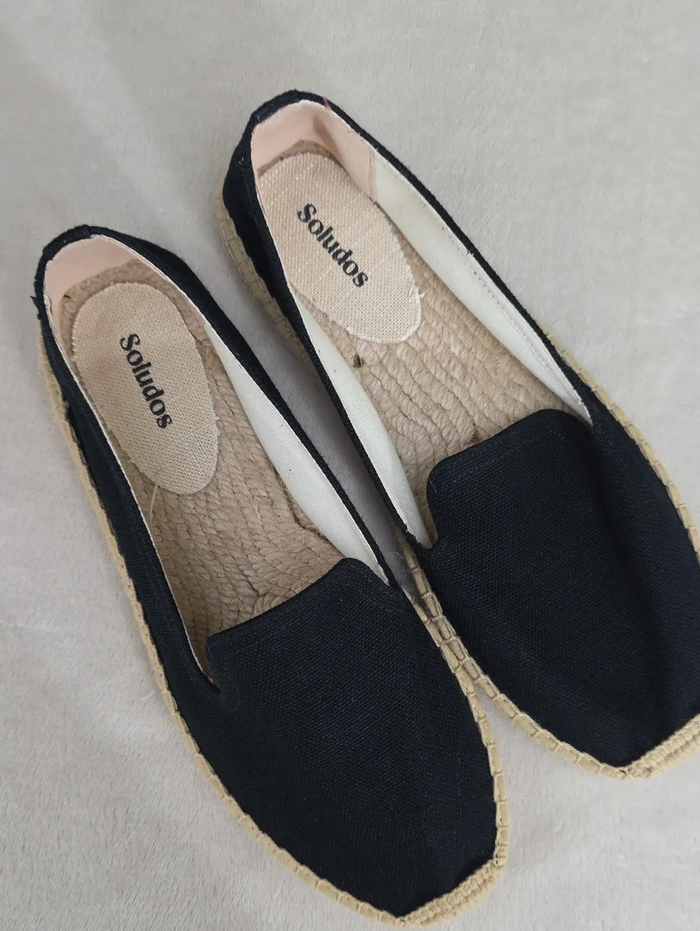 Soludos Black Canvas Espadrille Flats Women's Slip On Shoes